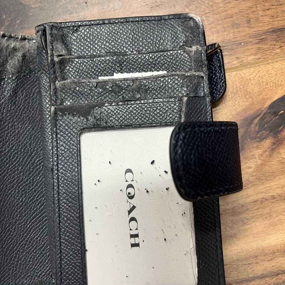 Coach navy leather wallet - Picture 2 of 7